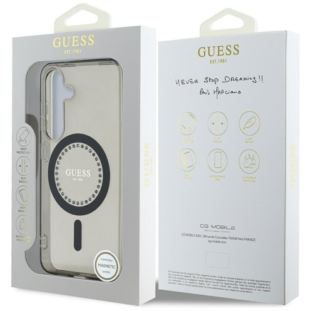 MagSafe-kotelo Samsung Galaxy S25 S931:lle, Guess, IML Rhinestone, Musta