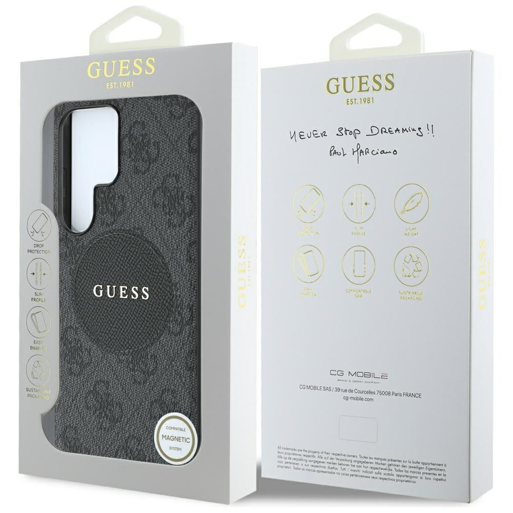 MagSafe-kotelo Samsung Galaxy S25 Ultra S938:lle, Guess, 4G Circle Classic Logo, Musta