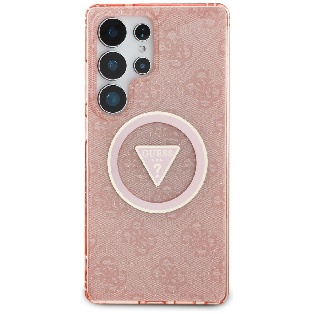 MagSafe-kotelo Samsung Galaxy S25 Ultra S938:lle, Guess, IML Glitter 4G Circle Triangle, Pinkki