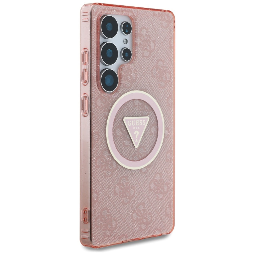 MagSafe-kotelo Samsung Galaxy S25 Ultra S938:lle, Guess, IML Glitter 4G Circle Triangle, Pinkki
