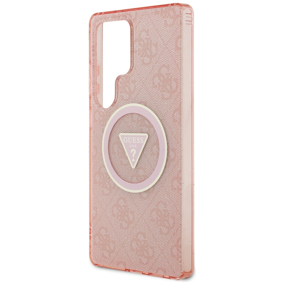 MagSafe-kotelo Samsung Galaxy S25 Ultra S938:lle, Guess, IML Glitter 4G Circle Triangle, Pinkki