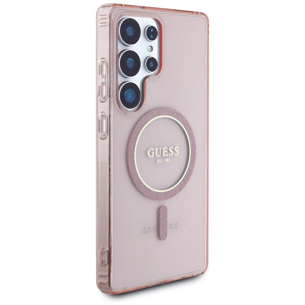 MagSafe-kotelo Samsung Galaxy S25 Ultra S938:lle, Guess, IML Glitter Circle, Pinkki