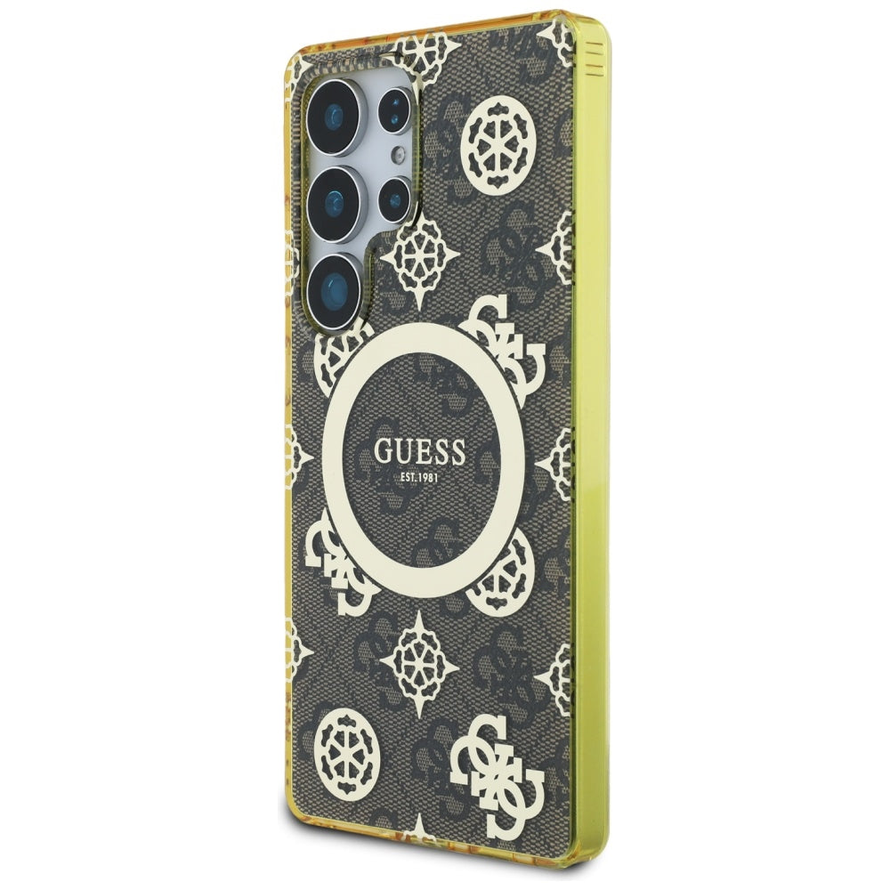 MagSafe-kotelo Samsung Galaxy S25 Ultra S938:lle, Guess, IML Peony On 4G Background, Ruskea