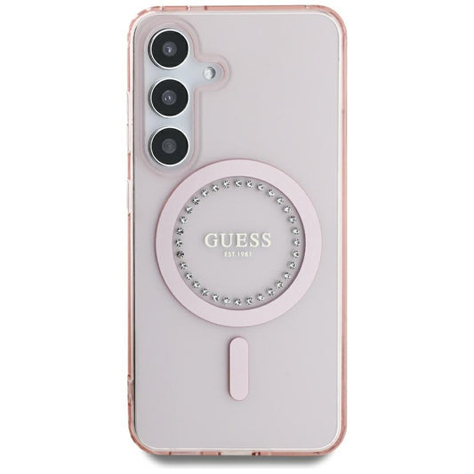 MagSafe-kotelo Samsung Galaxy S25 S931:lle, Guess, IML Rhinestone, Pinkki