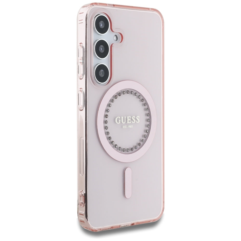 MagSafe-kotelo Samsung Galaxy S25 S931:lle, Guess, IML Rhinestone, Pinkki