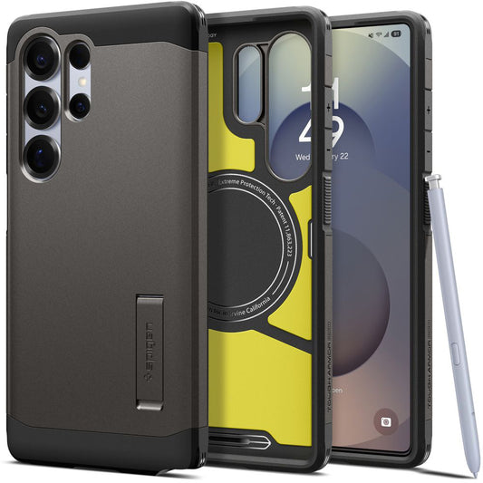 MagSafe-kotelo Samsung Galaxy S25 Ultra S938:lle, Spigen, Tough Armor, Harmaa