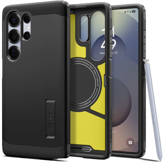 MagSafe-kotelo Samsung Galaxy S25 Ultra S938:lle, Spigen, Tough Armor, Musta