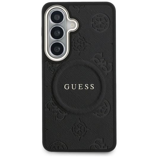 MagSafe-kotelo Samsung Galaxy S26 Plus S947:lle, GUESS, Saffiano Peony Embossed Ring, Musta
