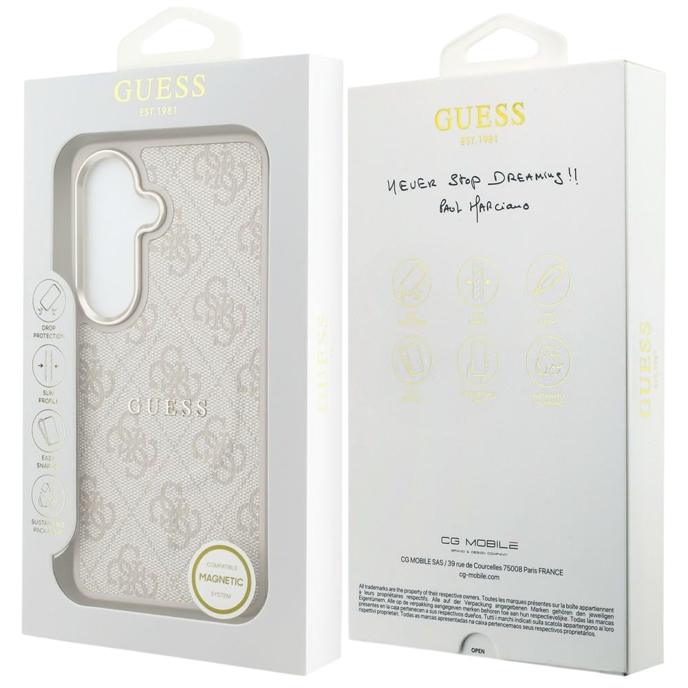 MagSafe-kotelo Samsung Galaxy S26 S942:lle, Guess, 4G Embossed Ring, Pinkki