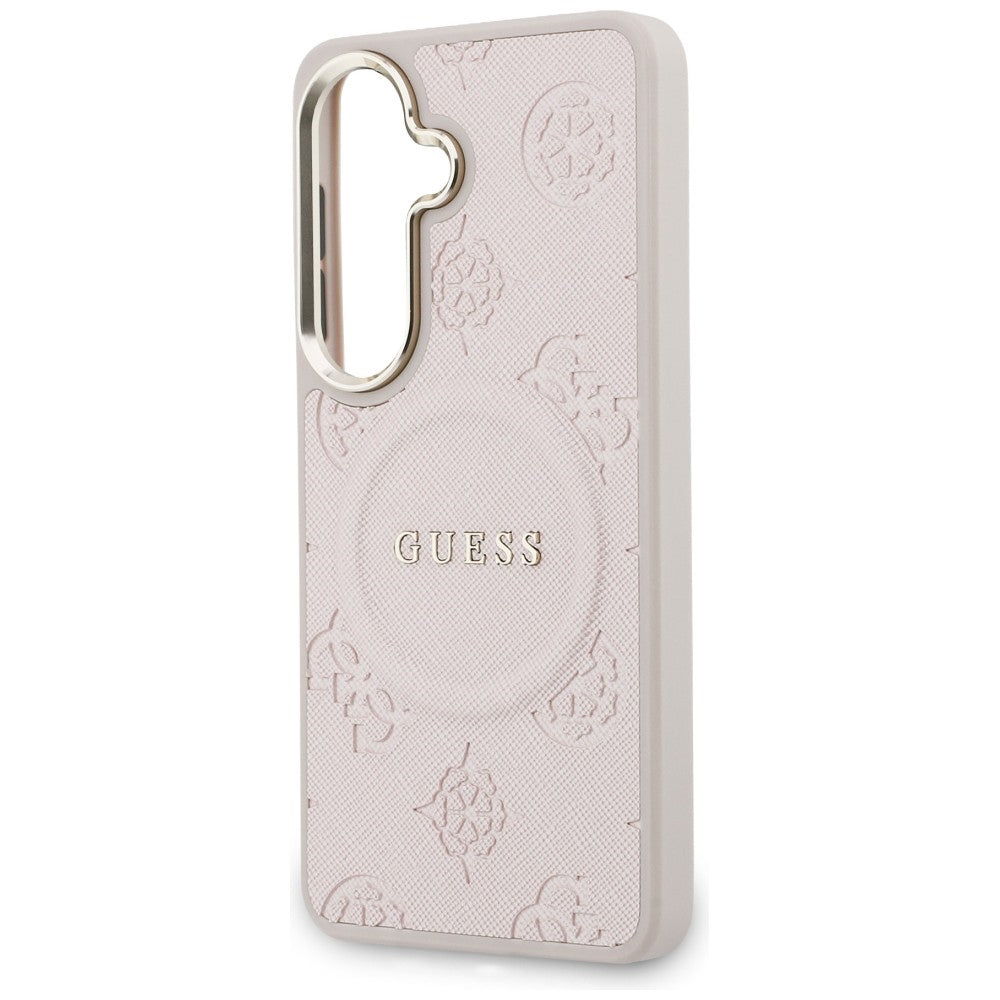 MagSafe-kotelo Samsung Galaxy S26 S942:lle, Guess, Saffiano Peony Embossed Ring, Pinkki