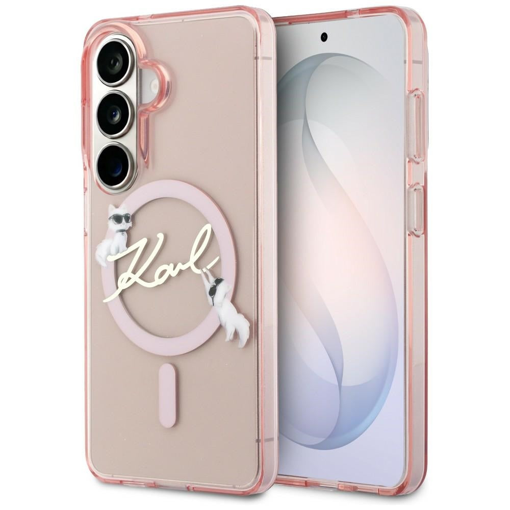 MagSafe-kuori Samsung Galaxy S26 S942:lle, Karl Lagerfeld, IML Choupette Karl Script Logo, vaaleanpunainen