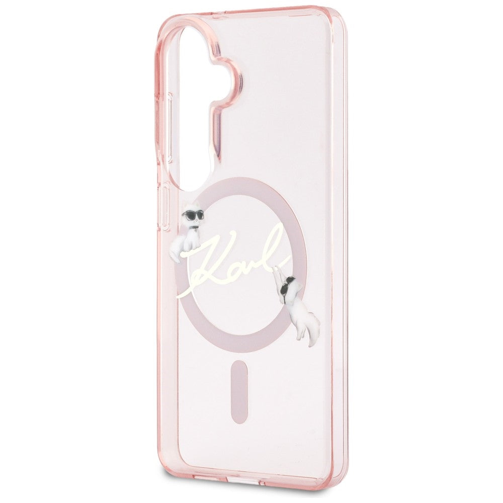 MagSafe-kuori Samsung Galaxy S26 S942:lle, Karl Lagerfeld, IML Choupette Karl Script Logo, vaaleanpunainen