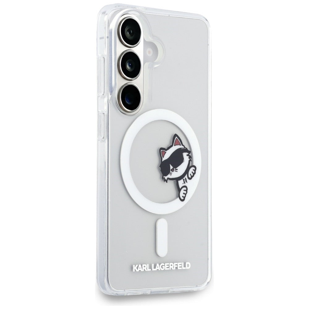MagSafe-kuori Samsung Galaxy S26 S942:lle, Karl Lagerfeld, IML Choupette Peekaboo Logo, Valkoinen