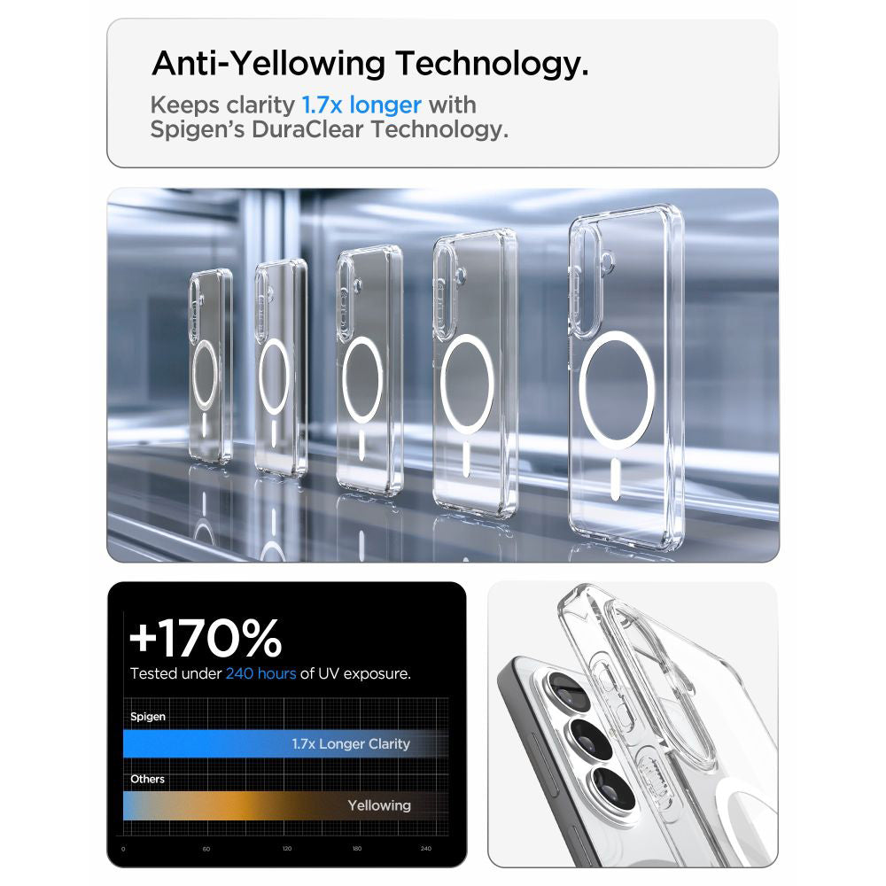 MagSafe-kotelo Samsung Galaxy S26 S942:lle, Spigen, Ultra Hybrid, Läpinäkyvä Valkoinen ACS10734