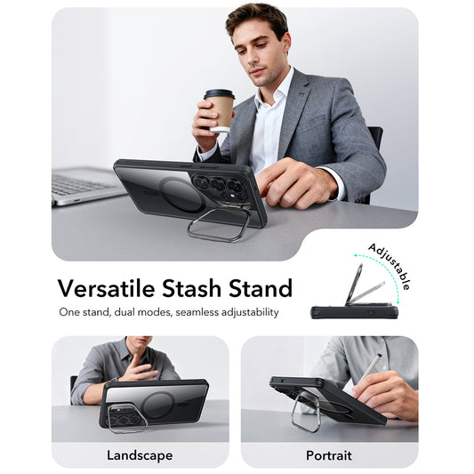 MagSafe-kotelo Samsung Galaxy S26 Ultra -puhelimelle, ESR, Classic Hybrid Kickstand, Läpinäkyvä Musta