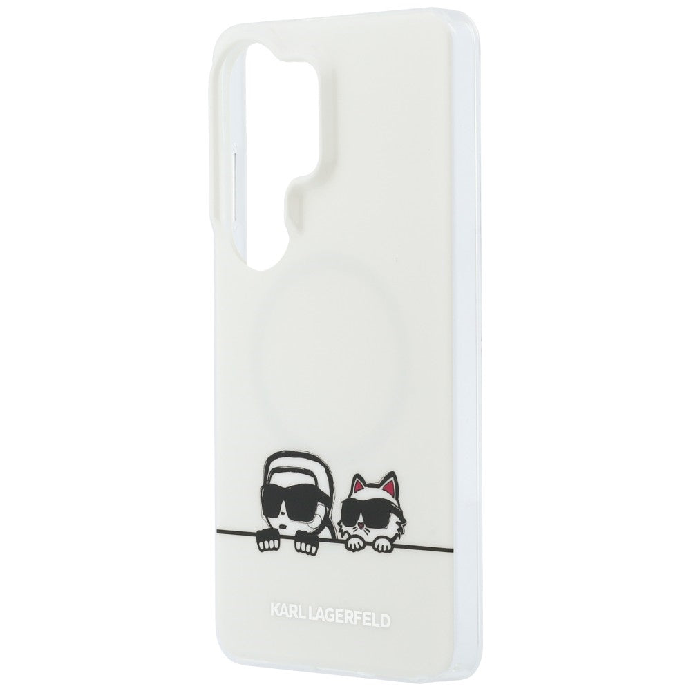 MagSafe-kotelo Samsung Galaxy S26 Ultra S948:lle, Karl Lagerfeld, IML Karl & Choupette Peekaboo -logo, Valkoinen.