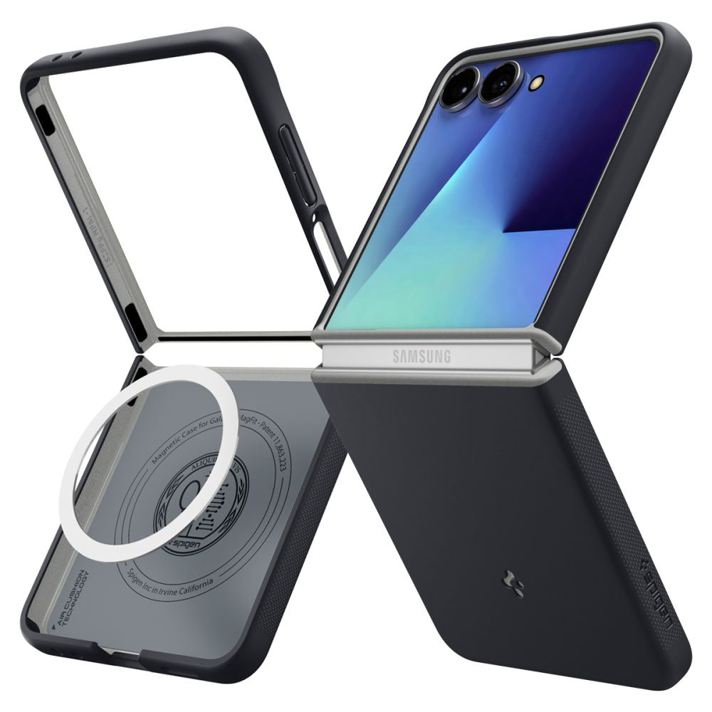 MagSafe-kotelo Samsung Galaxy Z Flip7 F766:lle, Spigen, Caseology Nano Pop, Musta ACS11158