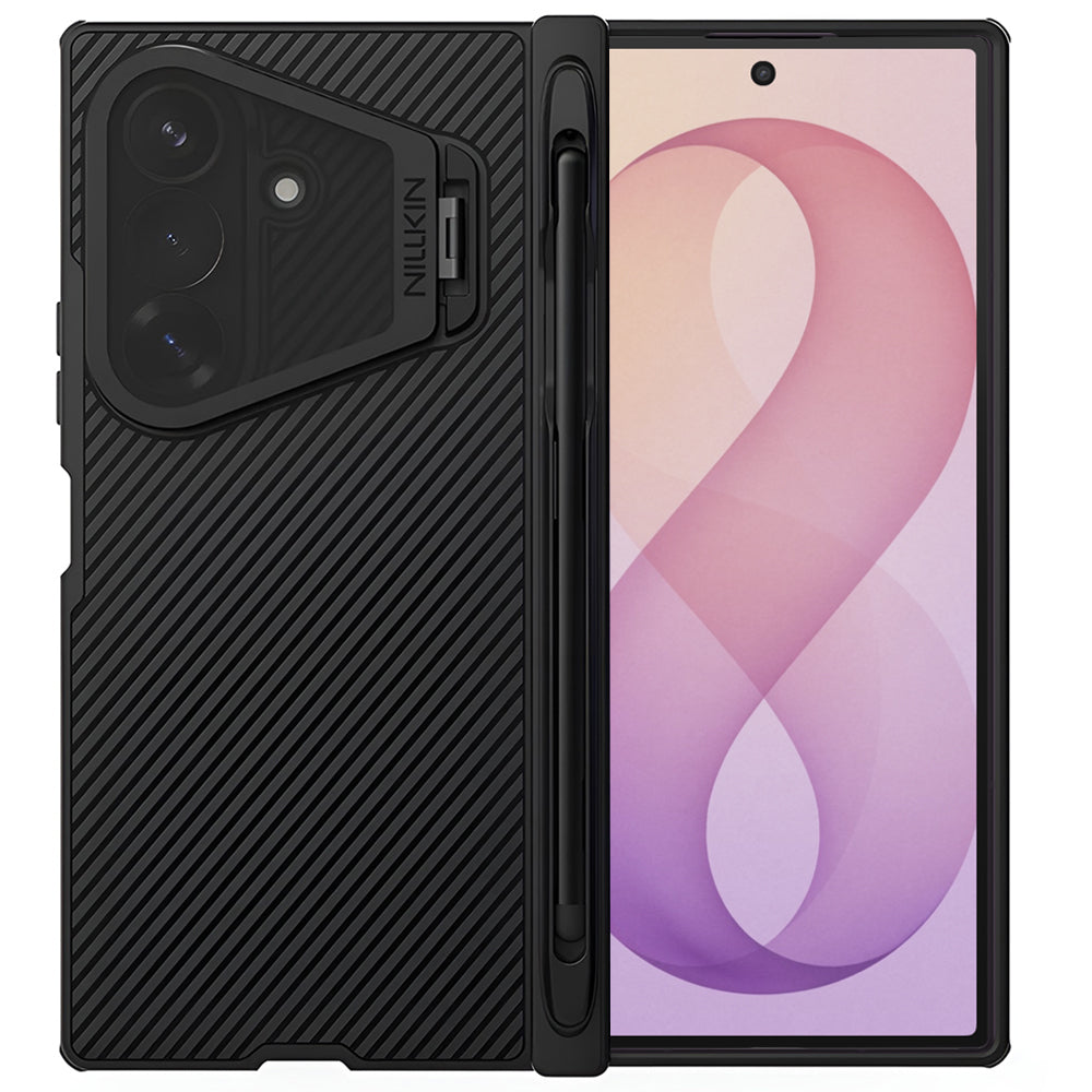 MagSafe-kuori Samsung Galaxy Z Fold8 Ultra F976:lle, Nillkin, CamShield Pro läpinäkyvällä mustalla linssinsuojalla ja S-Pen-telineellä, musta