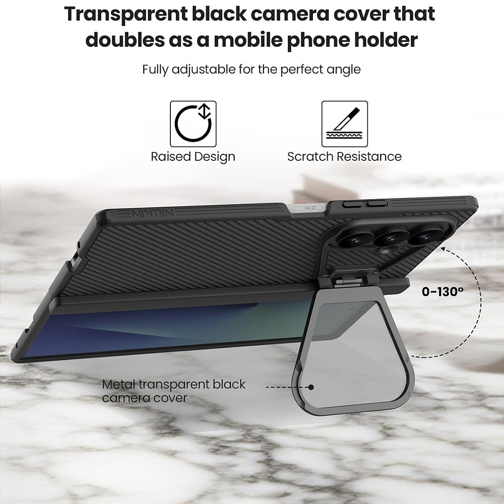 MagSafe-kuori Samsung Galaxy Z Fold8 Ultra F976:lle, Nillkin, CamShield Pro läpinäkyvällä mustalla linssinsuojalla ja S-Pen-telineellä, musta