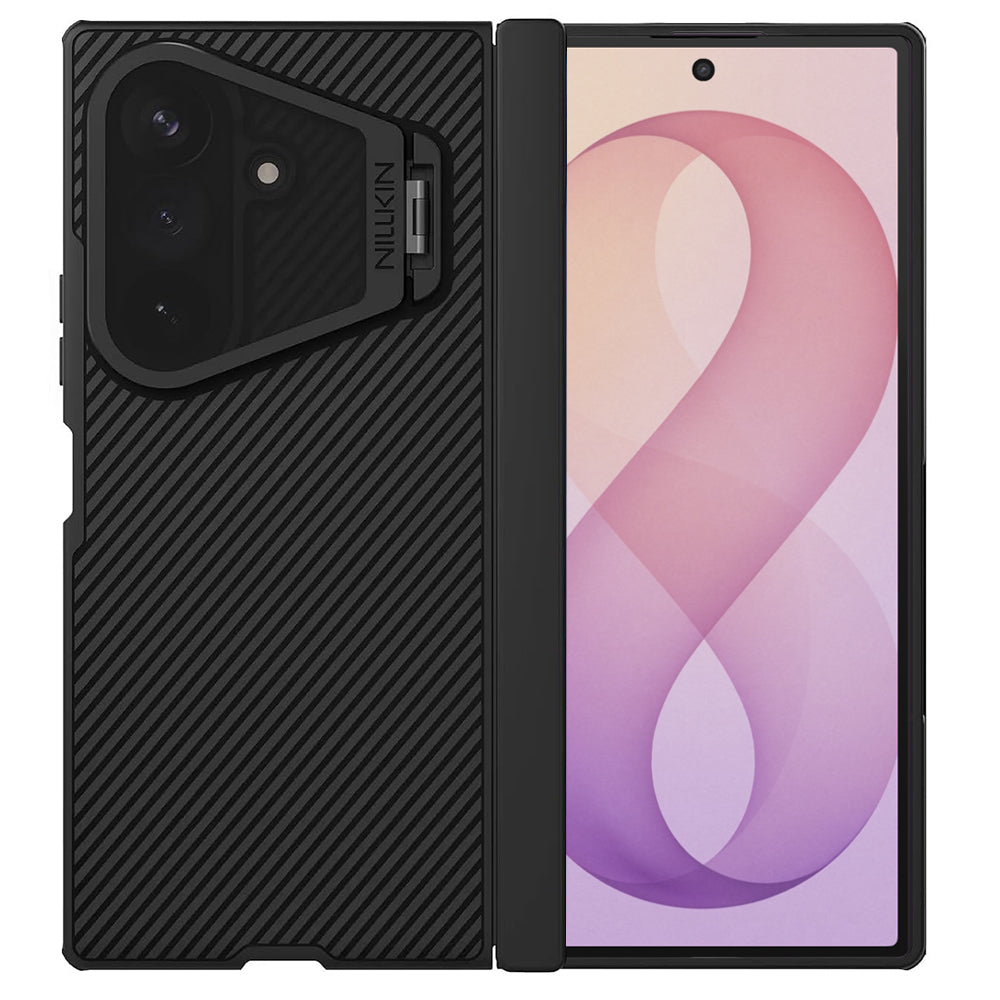 MagSafe-kuori Samsung Galaxy Z Fold8 Ultra F976:lle, Nillkin, CamShield-tuki läpinäkyvällä mustalla linssinsuojalla, musta
