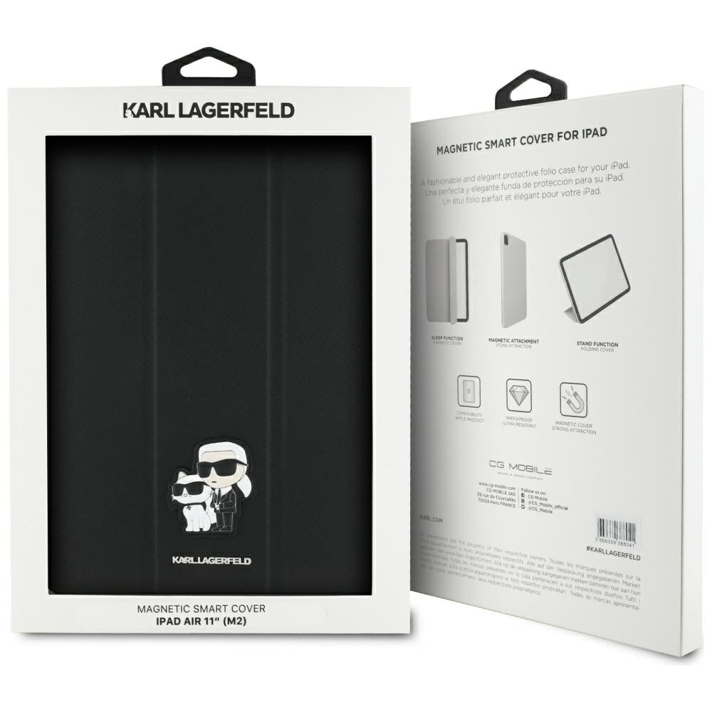 Suojakotelo Apple iPad Air 11 (2025) / Air 11 (2024), Karl Lagerfeld, Saffiano Karl & Choupette, Musta