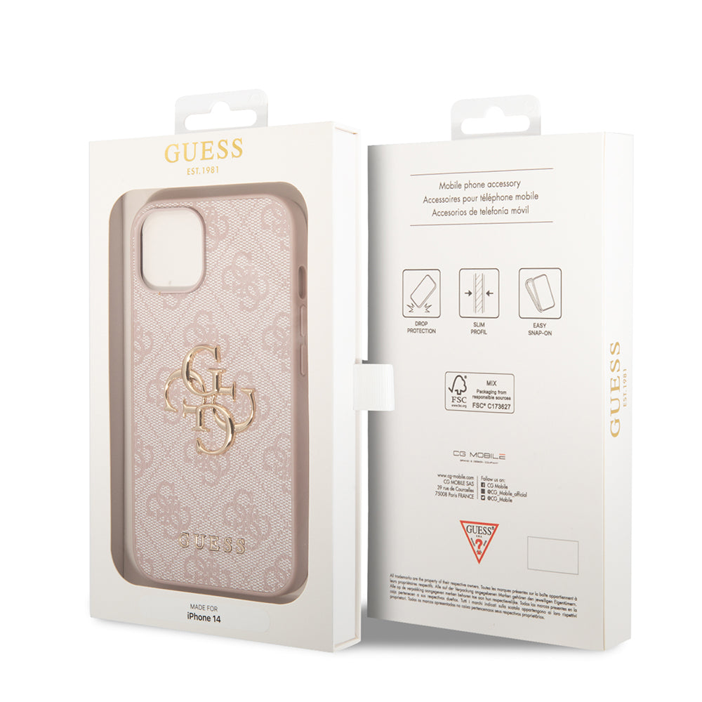 Kotelo Apple iPhone 14:lle, Guess, 4G Metal Logo, Pinkki