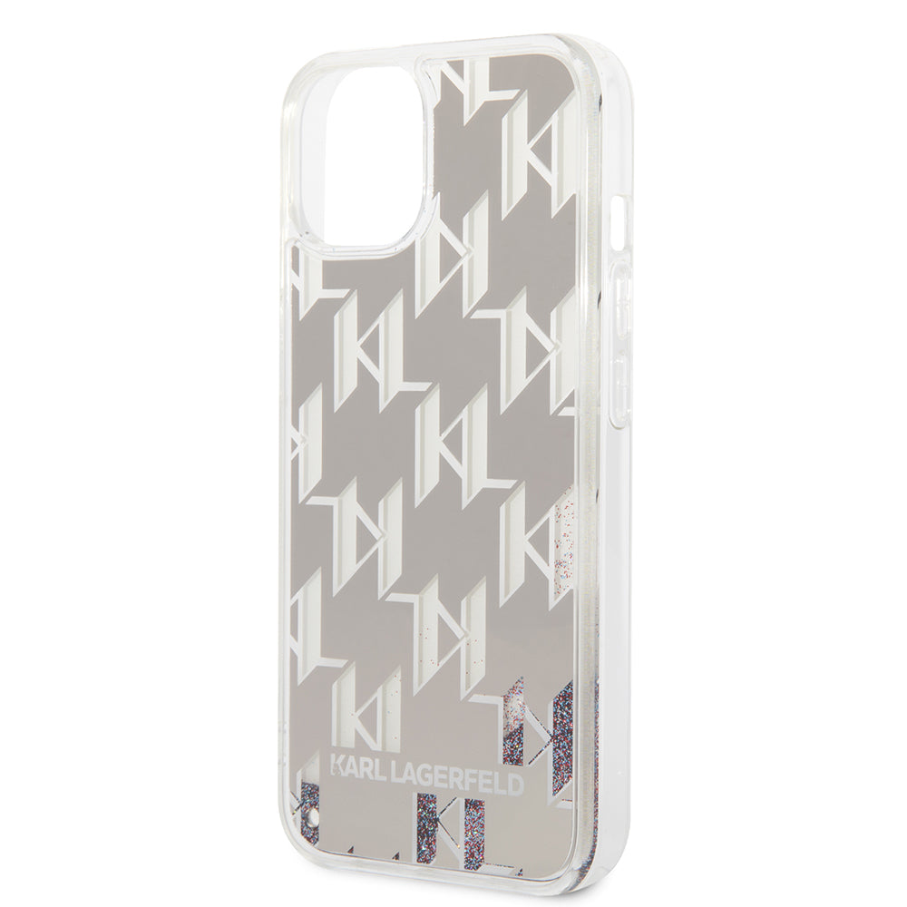Suojakotelo Apple iPhone 14:lle, Karl Lagerfeld, Liquid Glitter Monogram, Hopea