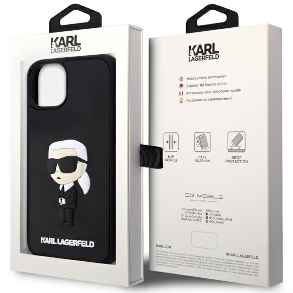 Suojakotelo Apple iPhone 14 Plus, Karl Lagerfeld, 3D Rubber Ikonik Karl, Musta