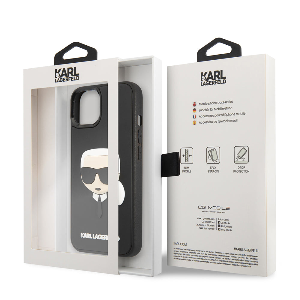 Kotelo Apple iPhone 14 Plus -puhelimelle, Karl Lagerfeld, 3D Rubber Karl's Head, Musta