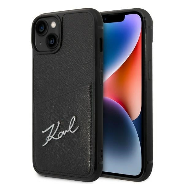 Case for Apple iPhone 14 Plus, Karl Lagerfeld, Cardslots Signature Logo, Black