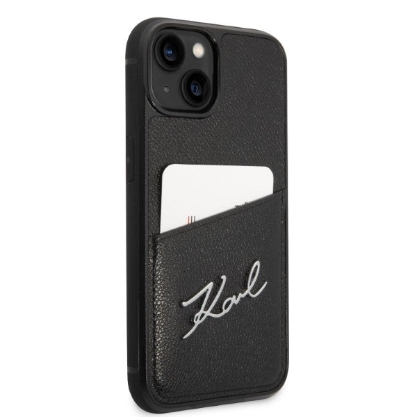 Case for Apple iPhone 14 Plus, Karl Lagerfeld, Cardslots Signature Logo, Black
