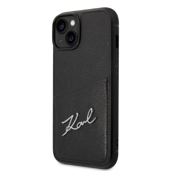 Case for Apple iPhone 14 Plus, Karl Lagerfeld, Cardslots Signature Logo, Black