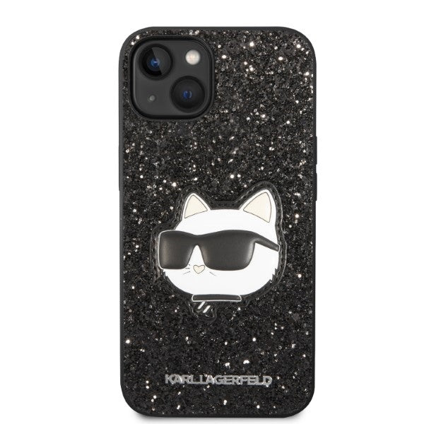 Kotelo Apple iPhone 14 Plus -puhelimelle, Karl Lagerfeld, Glitter Choupette Patch, Musta