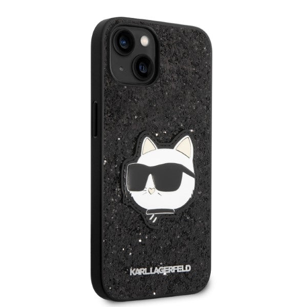 Kotelo Apple iPhone 14 Plus -puhelimelle, Karl Lagerfeld, Glitter Choupette Patch, Musta