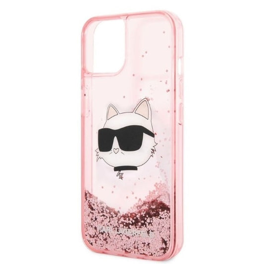 Kotelo Apple iPhone 14 Plus:lle, Karl Lagerfeld, Glitter Choupette's Head, Pinkki