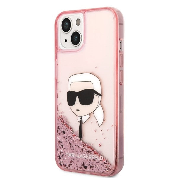 Kotelo Apple iPhone 14 Plus:lle, Karl Lagerfeld, Glitter Karl's Head, Pinkki