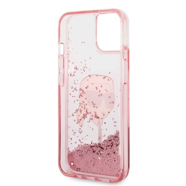 Kotelo Apple iPhone 14 Plus:lle, Karl Lagerfeld, Glitter Karl's Head, Pinkki