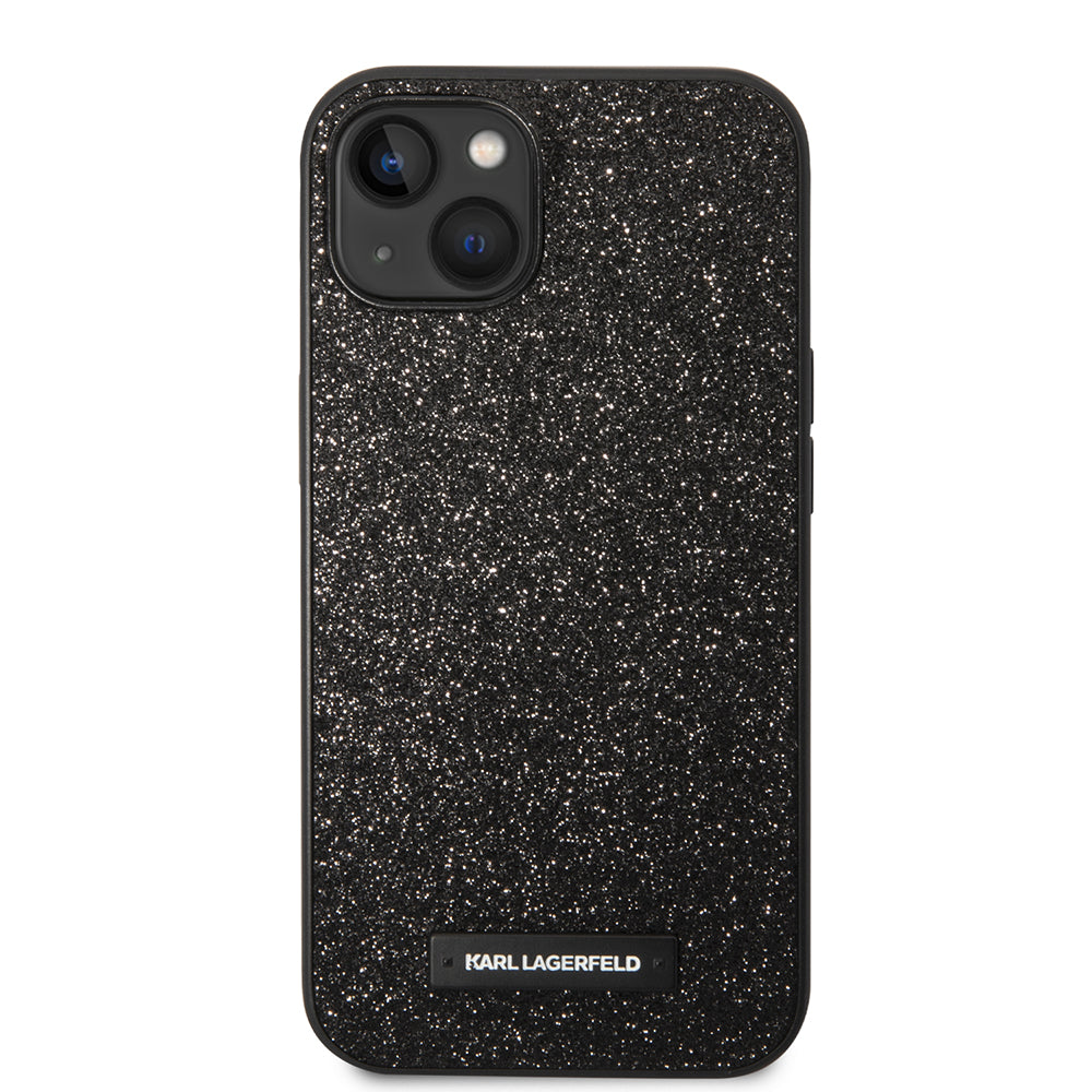 Kotelo Apple iPhone 14 Plus:lle, Karl Lagerfeld, Glitter Plaque Logo, Musta