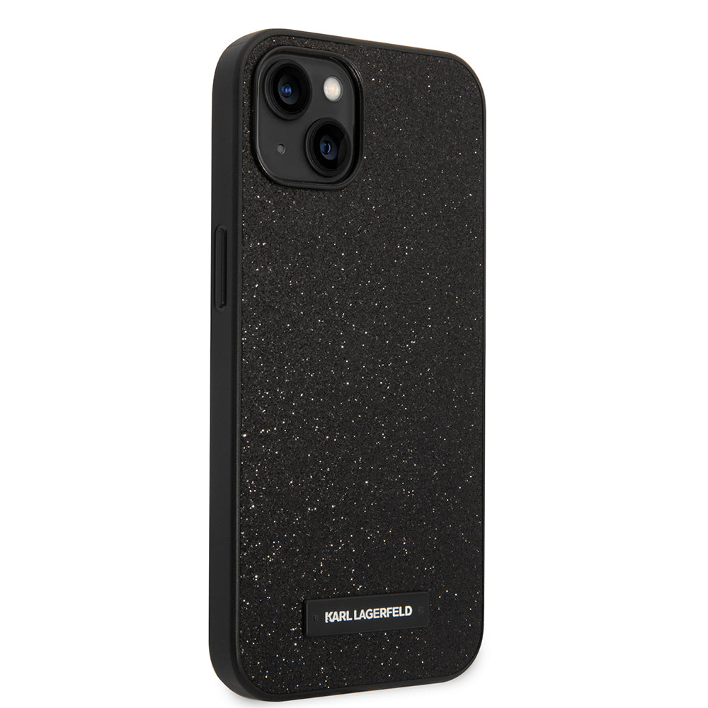 Kotelo Apple iPhone 14 Plus:lle, Karl Lagerfeld, Glitter Plaque Logo, Musta
