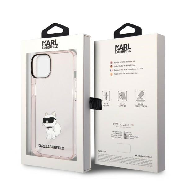 Kotelo Apple iPhone 14 Plus:lle, Karl Lagerfeld, Ikonik Choupette, Pinkki