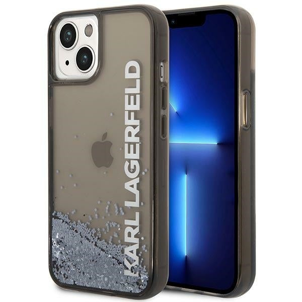 Kotelo Apple iPhone 14 Plus -puhelimelle, Karl Lagerfeld, Liquid Glitter KL Logo, Musta
