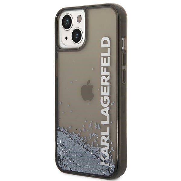 Kotelo Apple iPhone 14 Plus -puhelimelle, Karl Lagerfeld, Liquid Glitter KL Logo, Musta