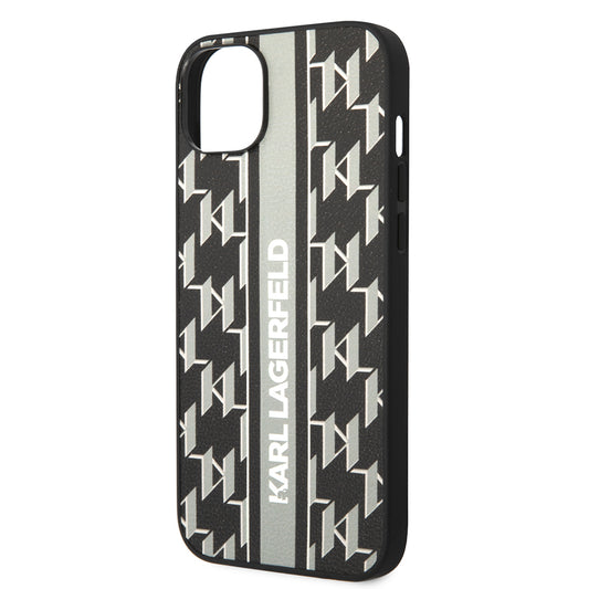 Kotelo Apple iPhone 14 Plus -puhelimelle, Karl Lagerfeld, Monogram Stripe, Harmaa