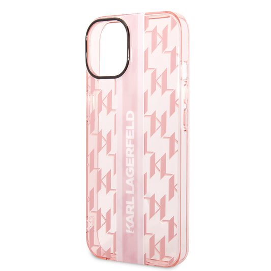 Kotelo Apple iPhone 14 Plus, Karl Lagerfeld, Monogram Stripe, Pinkki