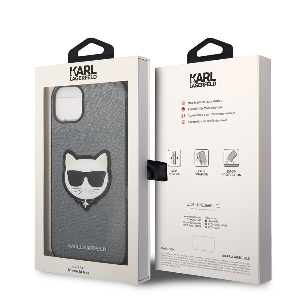 Kotelo Apple iPhone 14 Plus:lle, Karl Lagerfeld, Saffiano Choupette's Head, Hopea