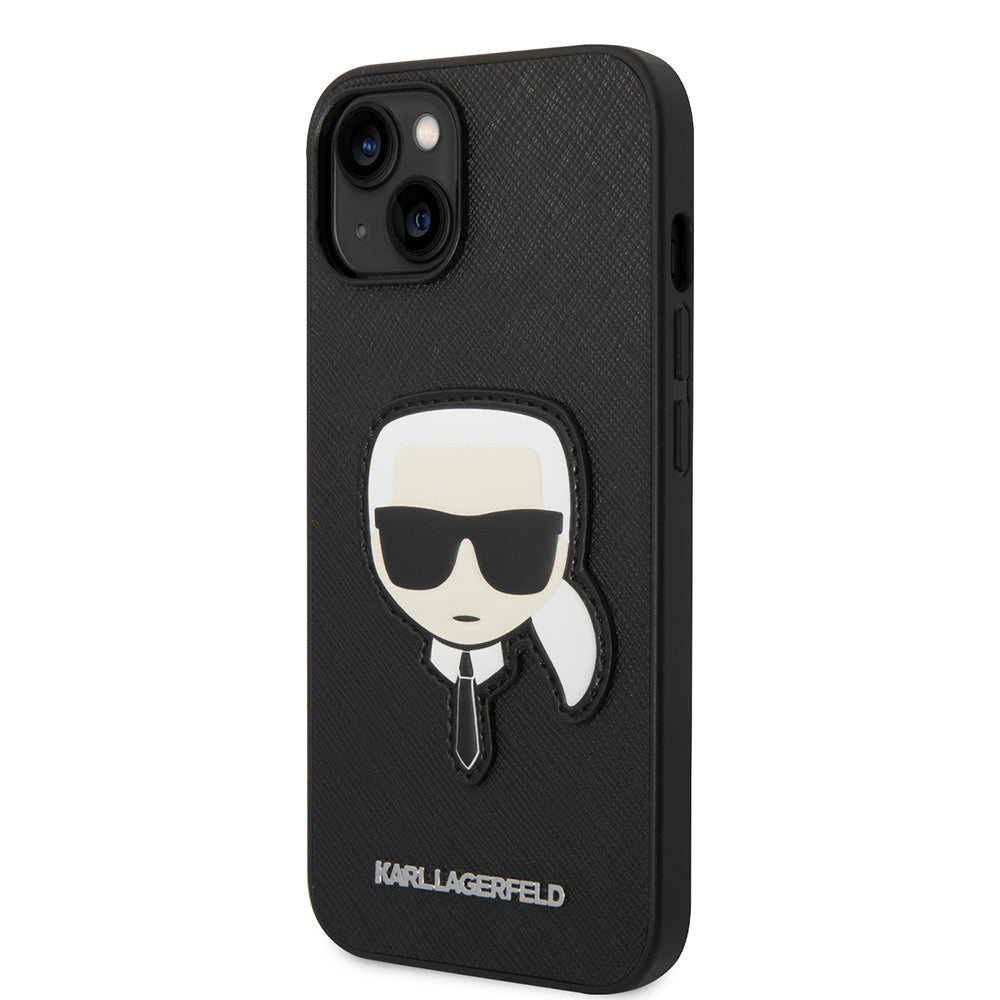 Case for Apple iPhone 14 Plus, Karl Lagerfeld, Saffiano Karl's Head, Black