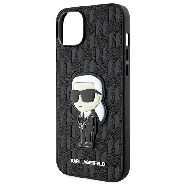 Suojakotelo Apple iPhone 14 Plus:lle, Karl Lagerfeld, Saffiano Monogram Ikonik Karl, Musta