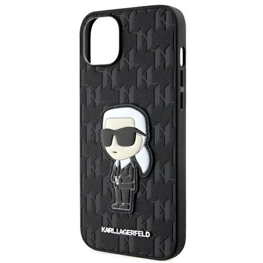 Suojakotelo Apple iPhone 14 Plus:lle, Karl Lagerfeld, Saffiano Monogram Ikonik Karl, Musta