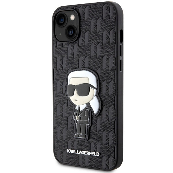 Suojakotelo Apple iPhone 14 Plus:lle, Karl Lagerfeld, Saffiano Monogram Ikonik Karl, Musta