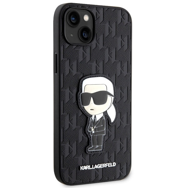 Suojakotelo Apple iPhone 14 Plus:lle, Karl Lagerfeld, Saffiano Monogram Ikonik Karl, Musta